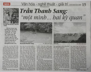 Trần Thanh Sang ”một mình hai kỳ quan” (Báo Tuổi Trẻ)